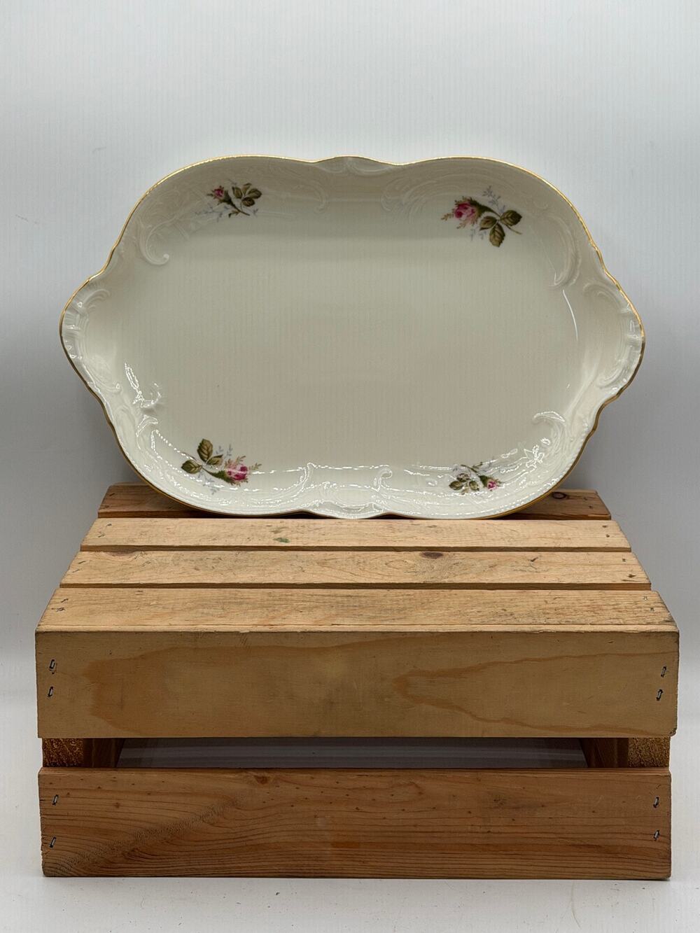 Rosenthal Classic "Sanssouci Moss Rose"Oval Porcelain Serving Platter-13.5"x9.5"